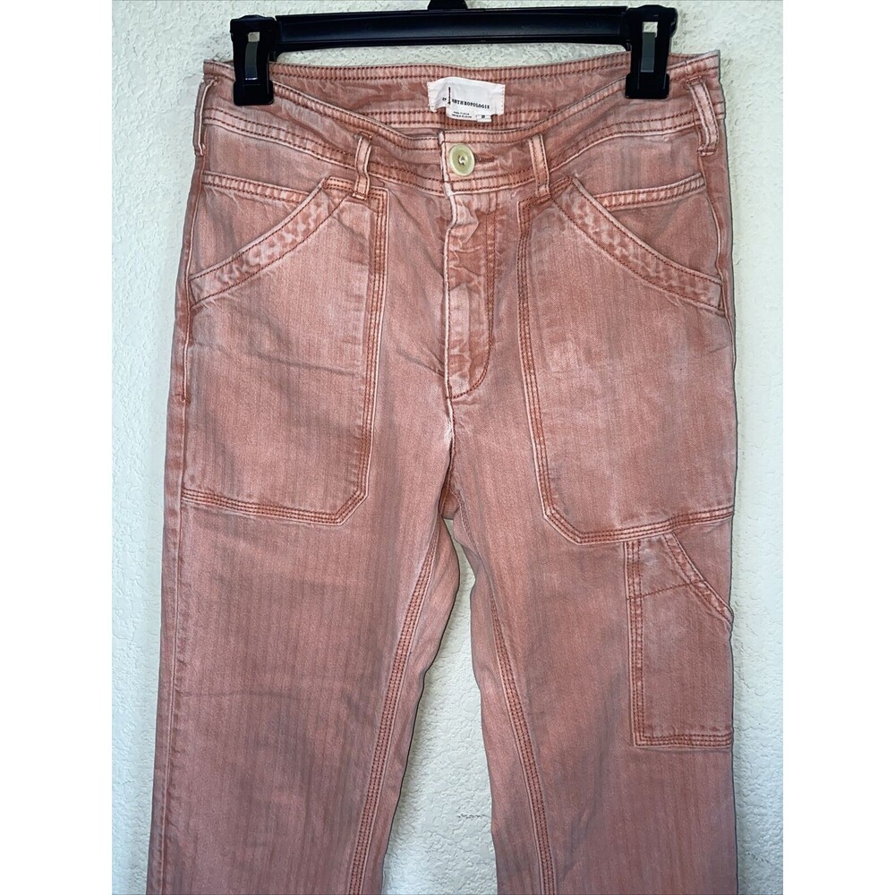 Anthropologie Pilcro pink jeans Cargo Crop carpenter Stretch 25 lagen cottage - Picture 2 of 11
